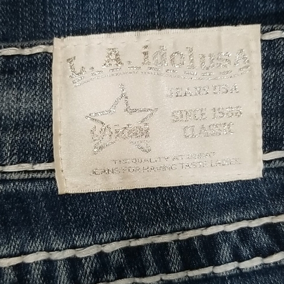 LA Idol USA Embellished Boot Cut Distressed Jeans - Picture 6 of 9